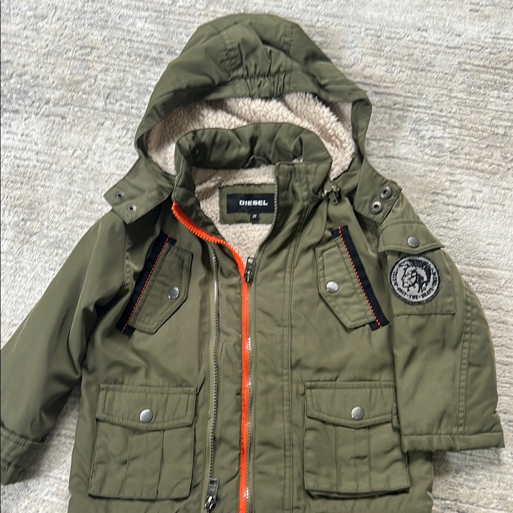 Diesel Kids Olive Green Hooded Jacket
